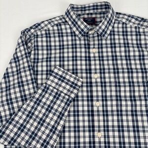 UNTUCKit Verdello Mens‎ Large Regular Fit Button Down Plaid Shirt Nylon Blend